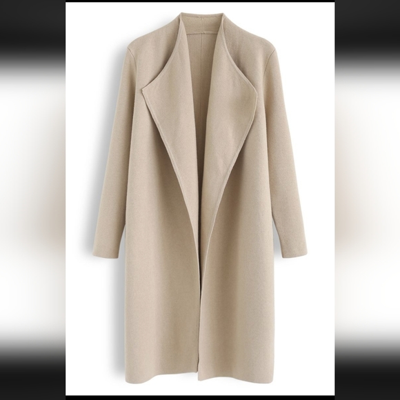 Chicwish Jackets & Blazers - CLASSY OPEN FRONT KNIT COAT IN LIGHT TAN, NWOT